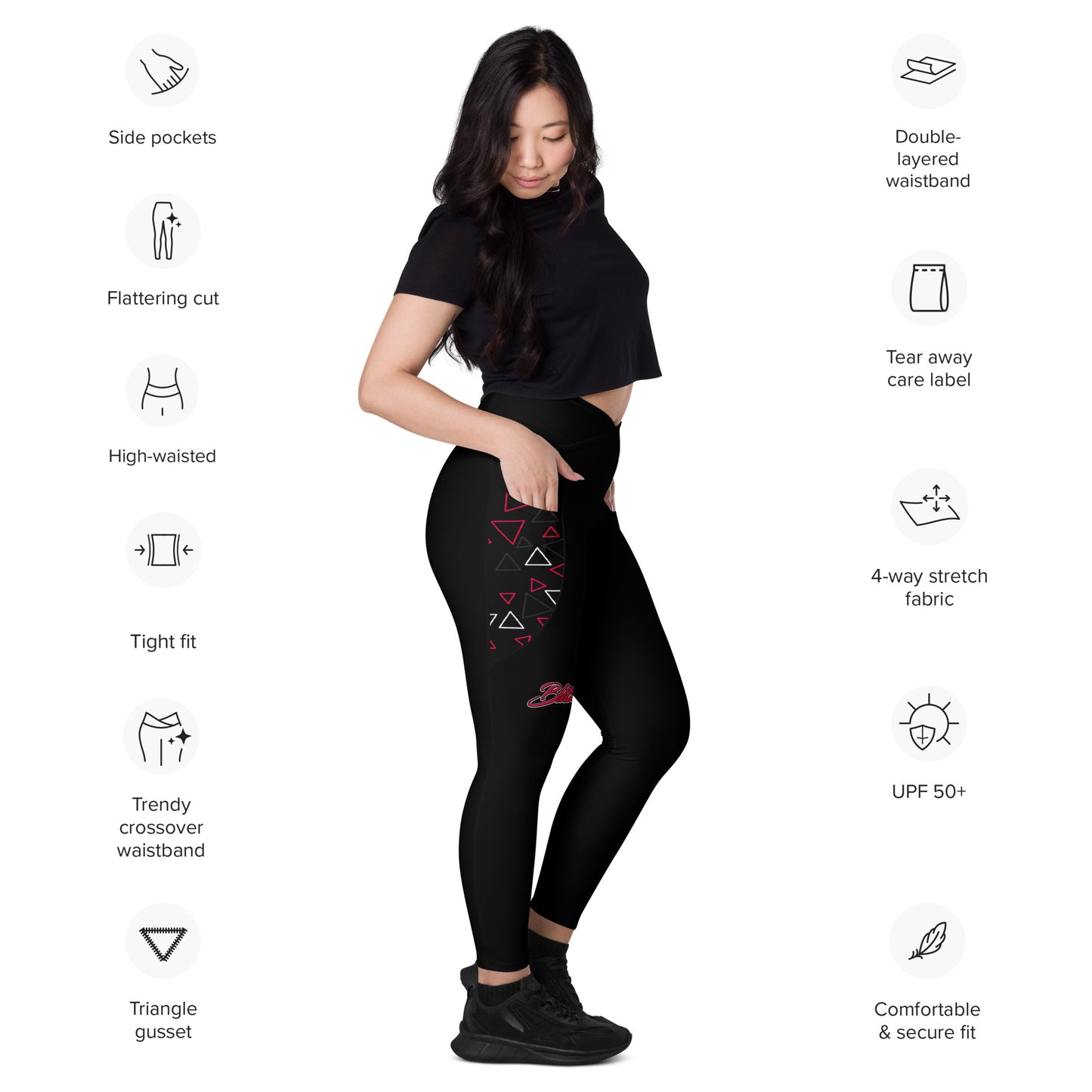 Crossover leggings with pockets